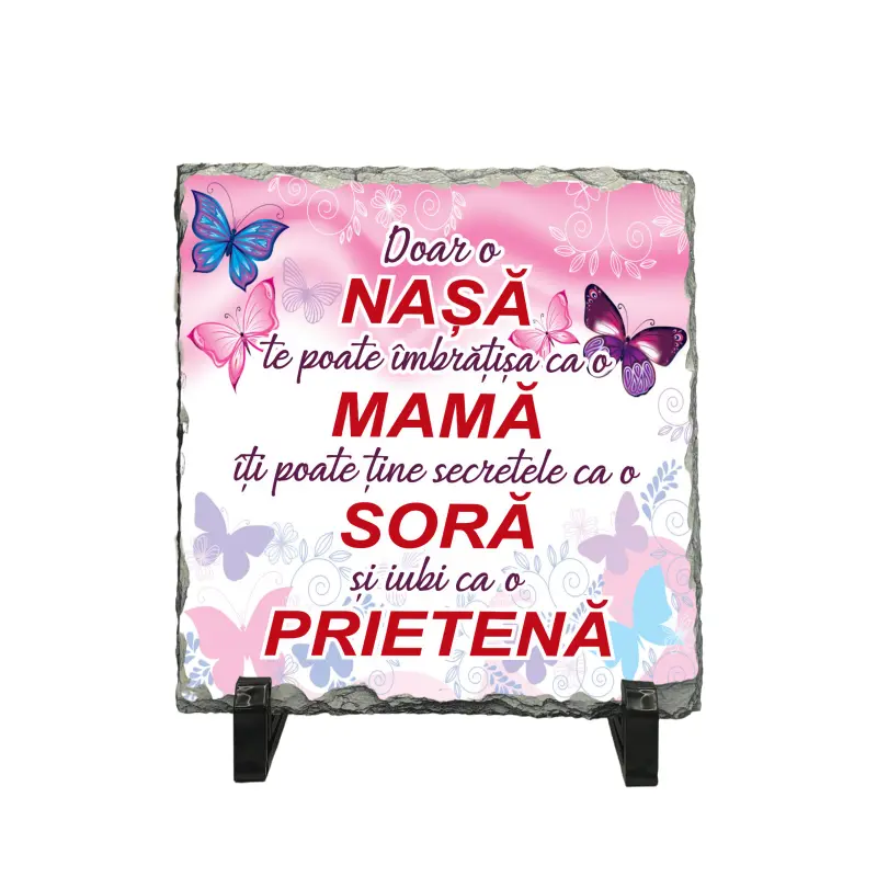 Doar o nasa te poate imbratisa ca o ..., piatra ardezie personalizata, cu mesaj model, pa058